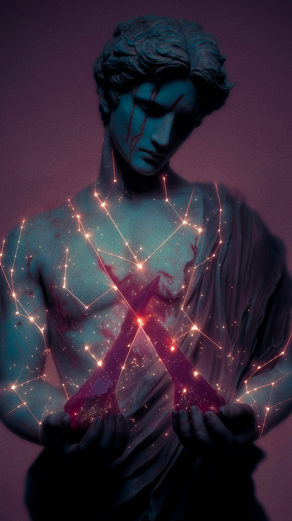 Open palm releasing glass shard, choosing freedom over familiar pain