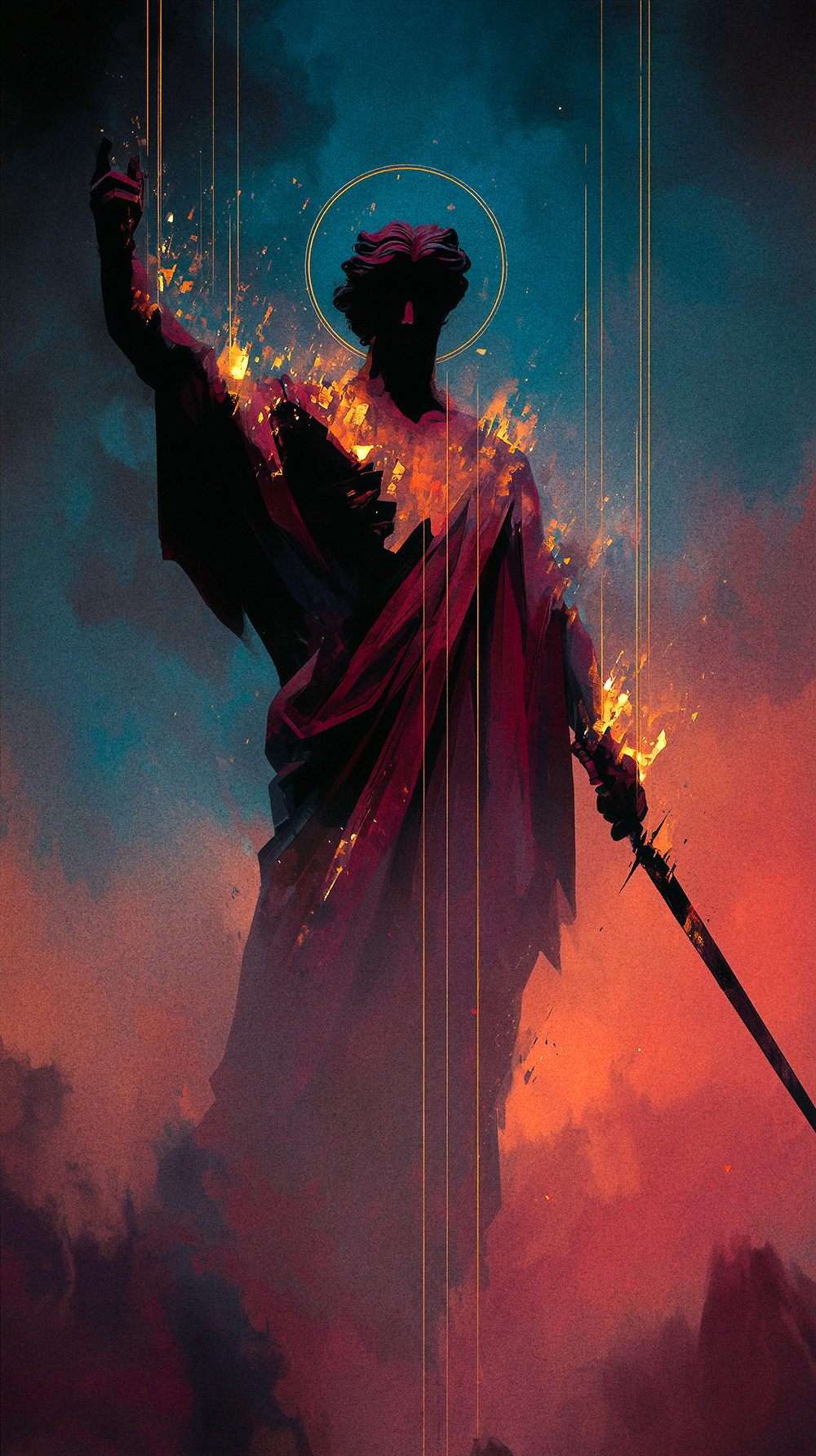 Tilted building foundation being carefully realigned, restoration over destruction